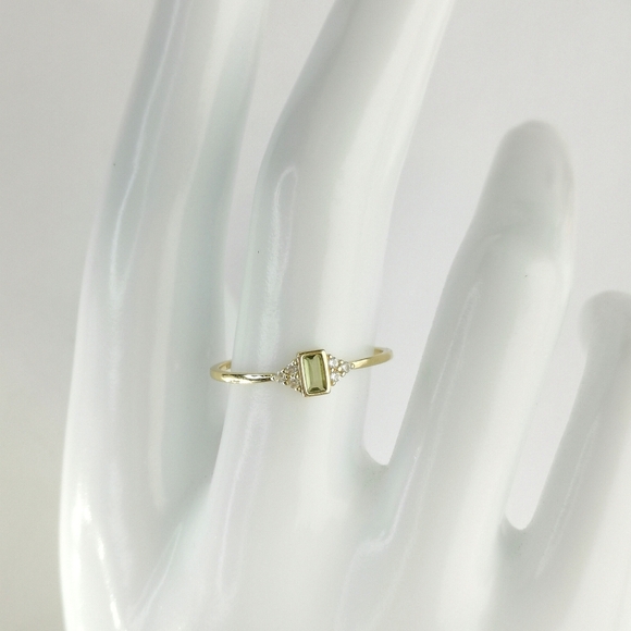 Citrine Diamond Accent Ring 14k Gold on Sterling Silver size 7 Stacking 🆕 - Picture 3 of 8